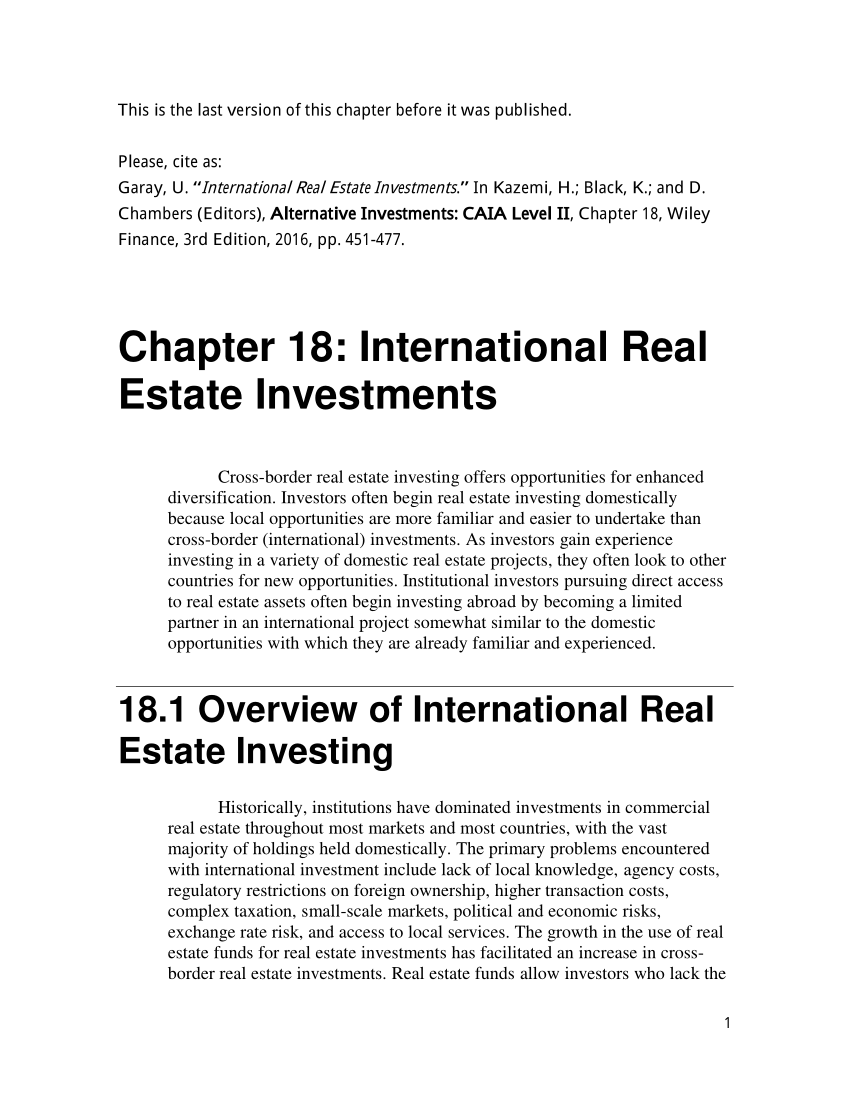 essay on real estate investment