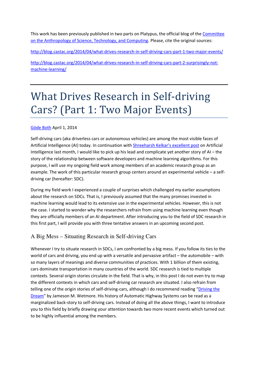 research paper on self driving cars