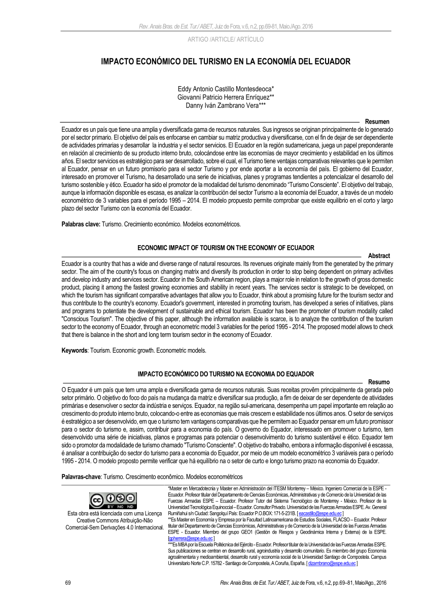 Pdf Impacto Economico Del Turismo En La Economia Del Ecuador