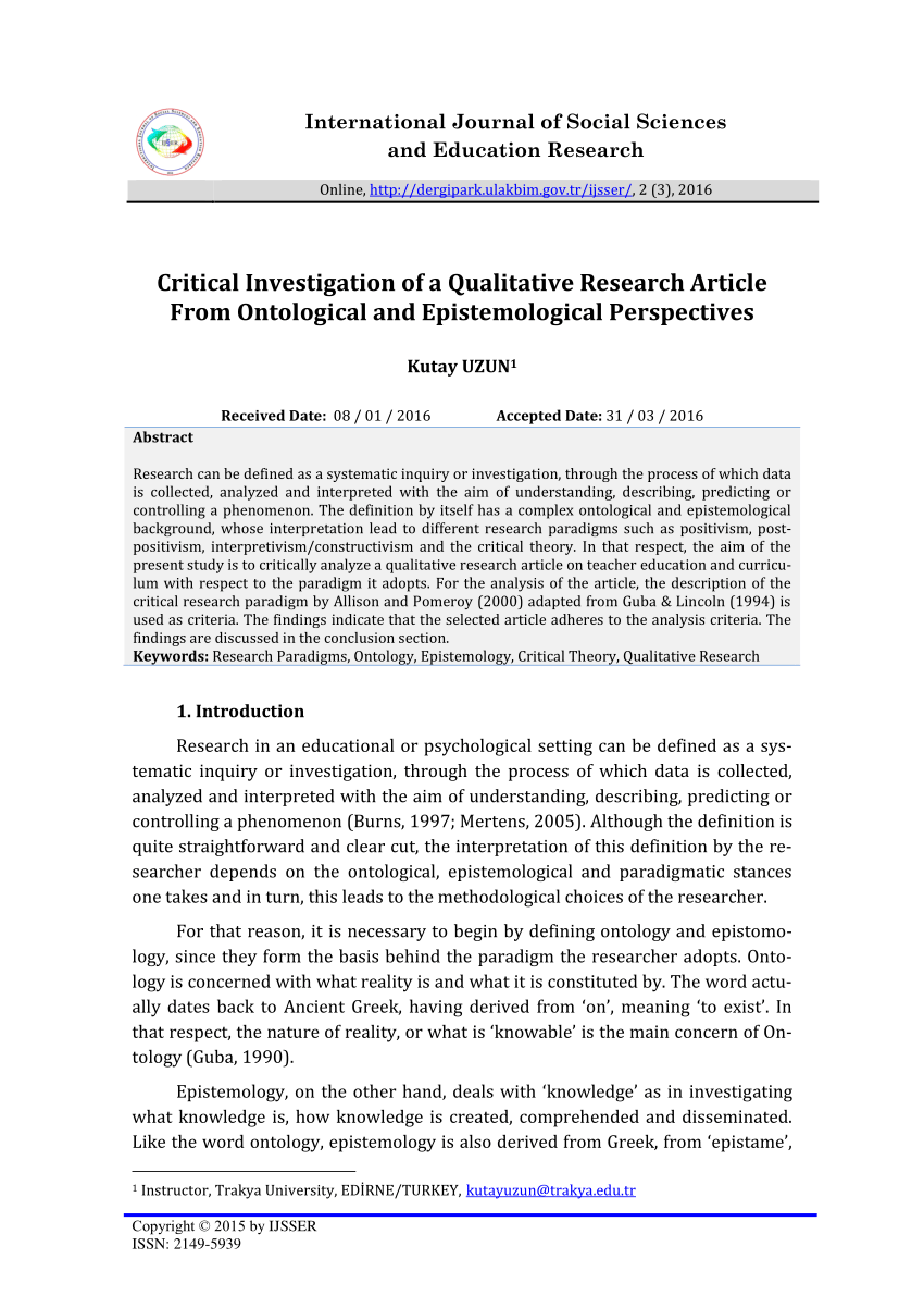 what is critical investigation in research