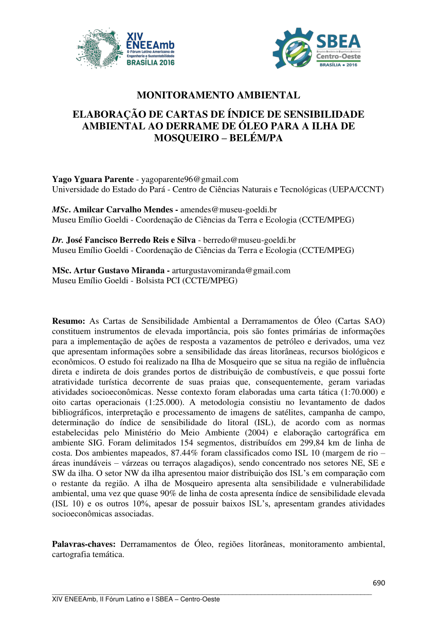 Pdf ElaboraÇÃo De Cartas De Índice De Sensibilidade Ambiental Ao Derrame De Óleo Para A Ilha 0001