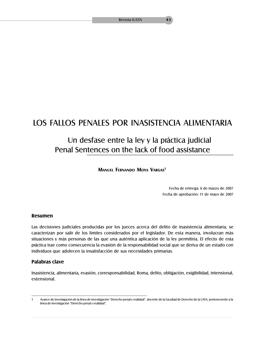 PDF) LOS FALLOS PENALES POR INASISTENCIA ALIMENTARIA Un desfase entre la  ley y la práctica judicial