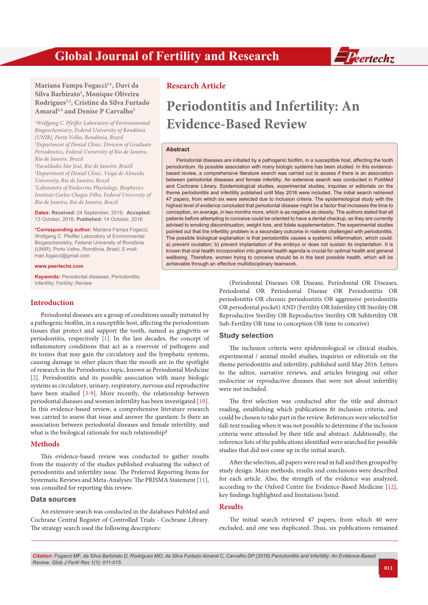 PDF) Periodontitis and Infertility: An Evidence-Based Review
