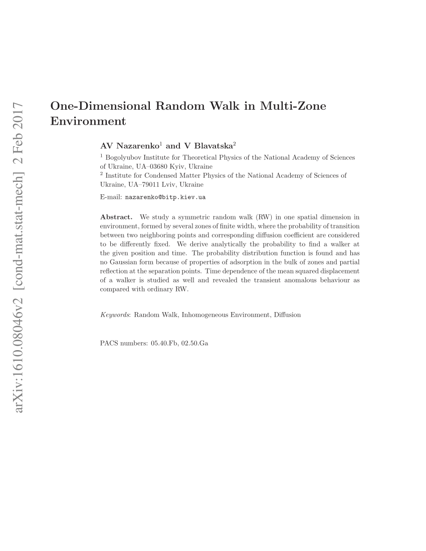 PDF) One-Dimensional Random Walk in Multi-Zone Environment