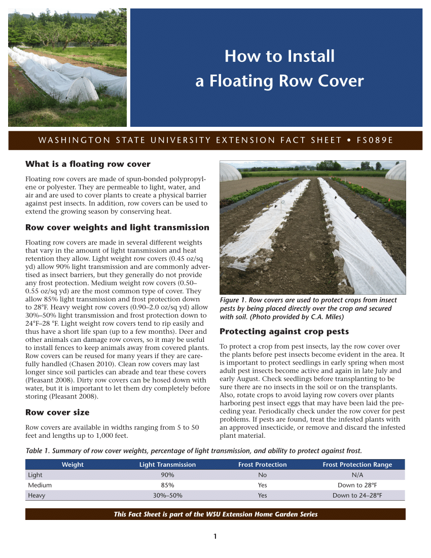 Pdf How To Install A Floating Row Cover
