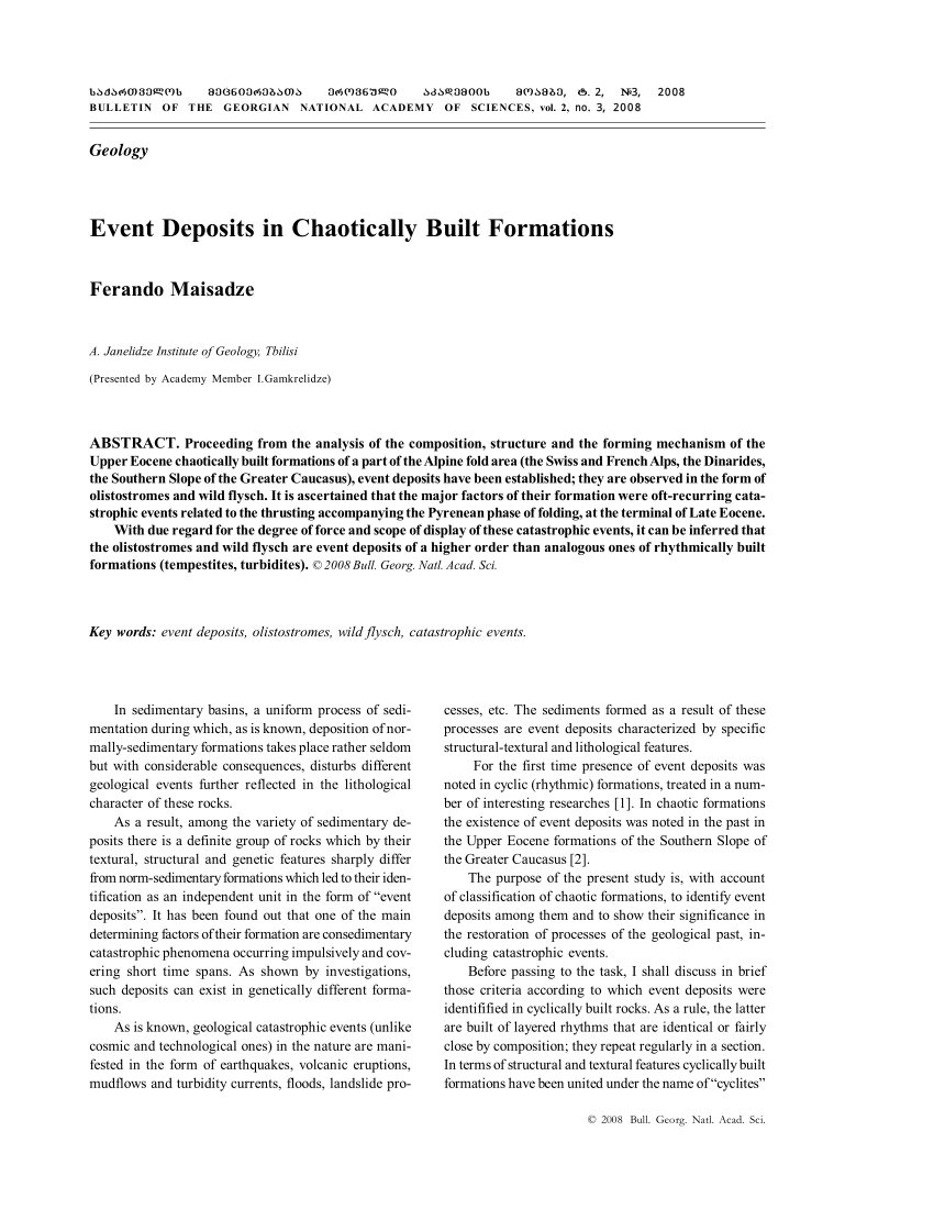 (PDF) Event Deposits in Chaotically Built Formations