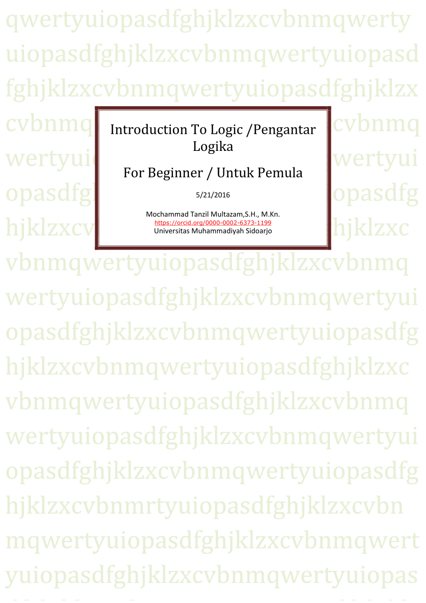 PDF) Introduction to Logic for Beginner / Pengantar Logika untuk Pemula