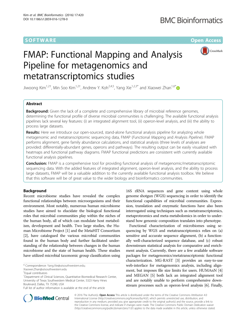 (PDF) FMAP: Functional Mapping and Analysis Pipeline for metagenomics and metatranscriptomics 