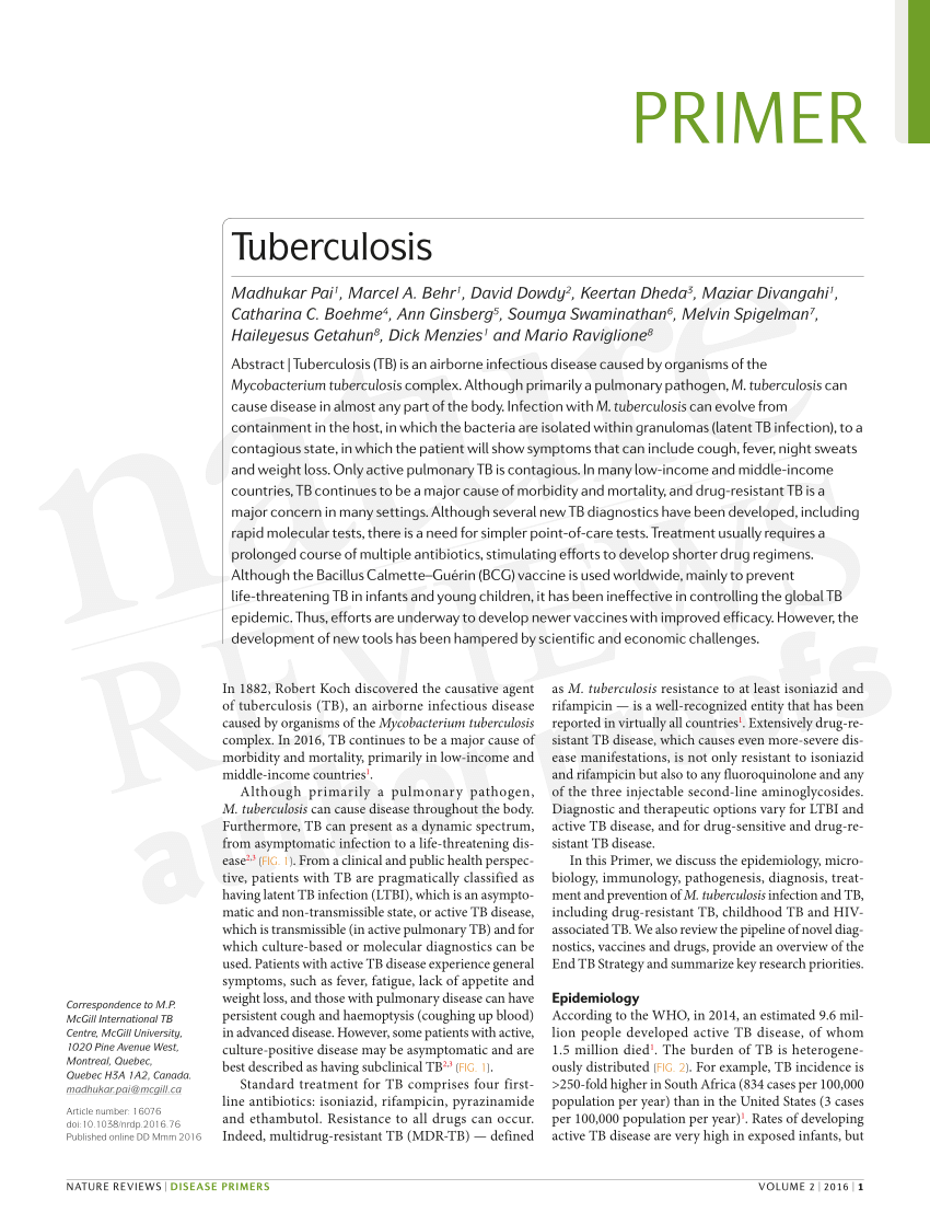 tuberculosis research articles