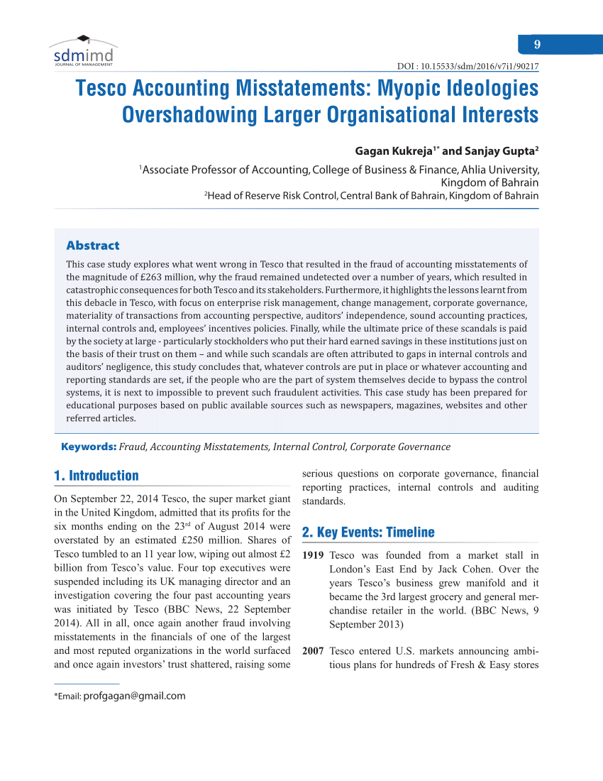 pdf tesco accounting misstatements myopic ideologies overshadowing larger organisational interests under armour financial statements