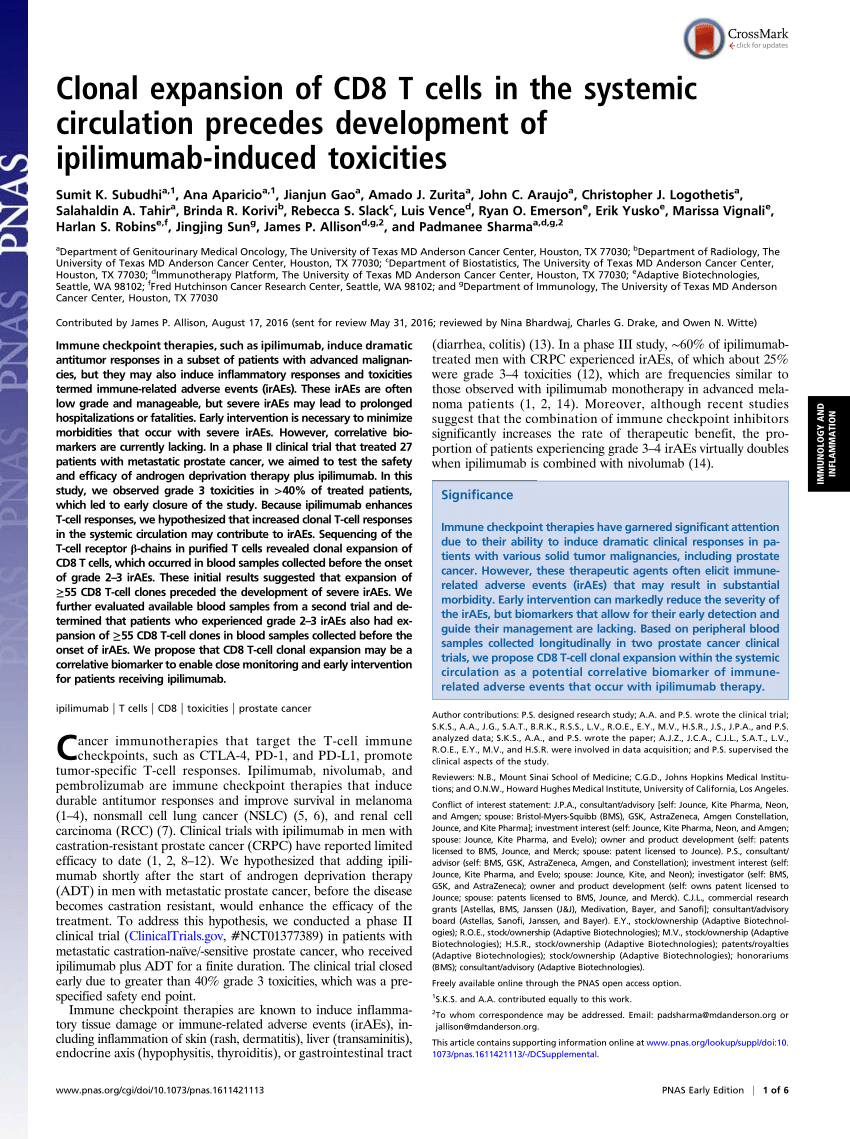 PDF) Clonal expansion of CD8 T cells in the systemic circulation