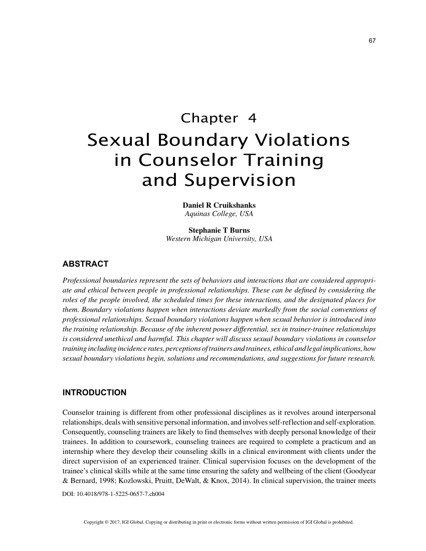 Pdf Sexual Boundary Violations In Counselor Training And Supervision