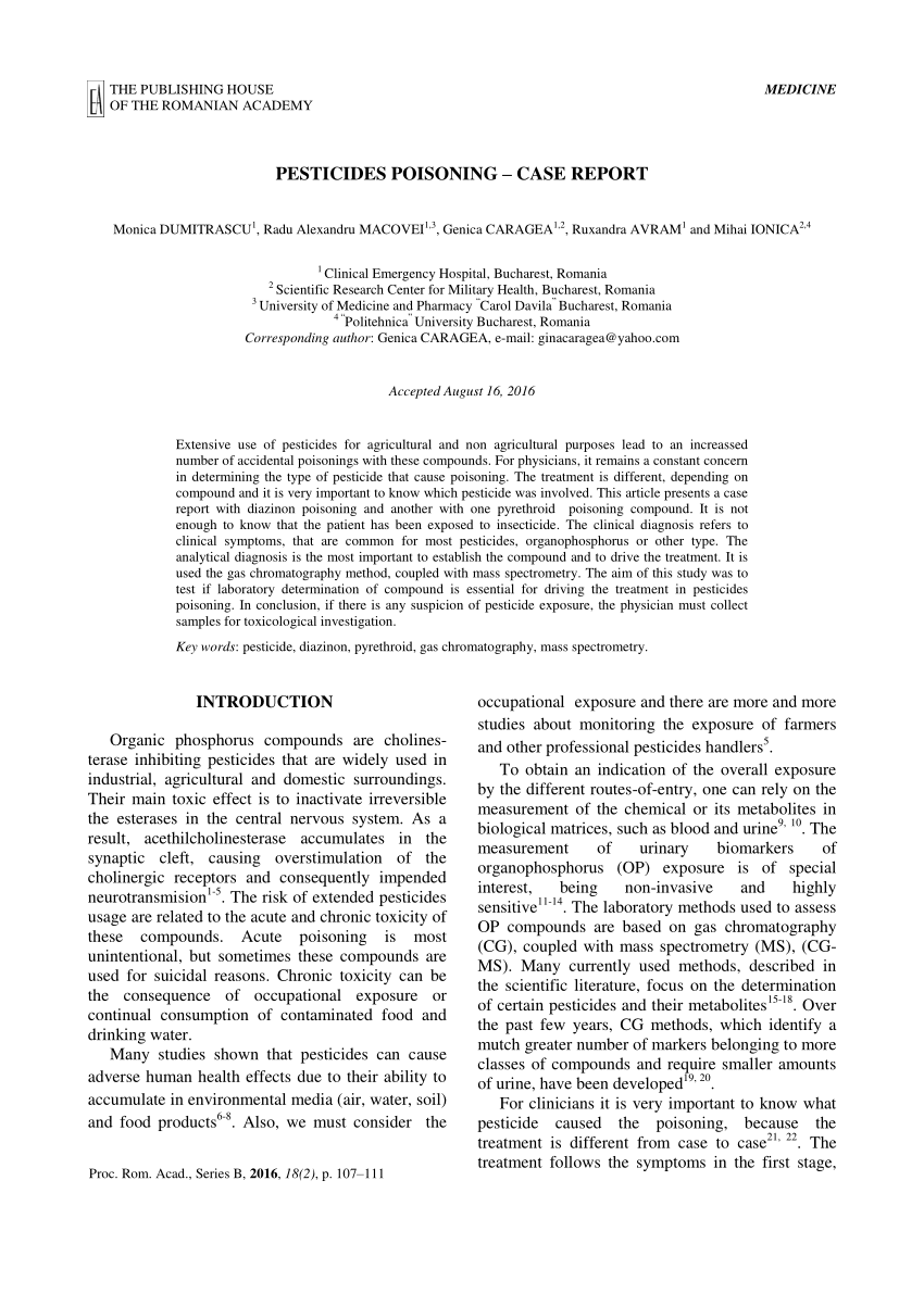 Pdf Pesticides Poisoning Case Report