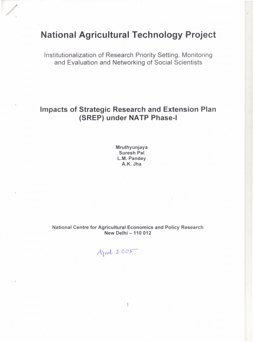 strategic research and extension plan