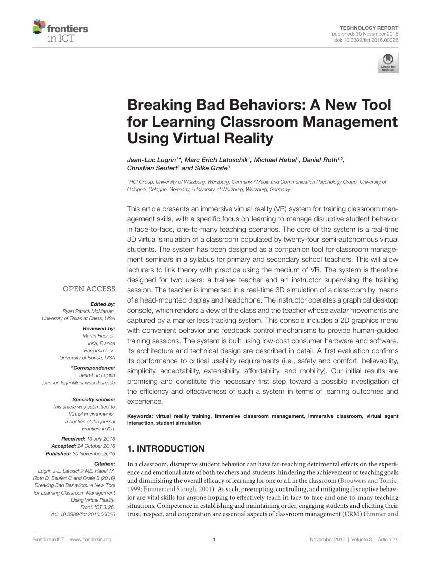 PDF) Breaking Bad Behaviors: A New Tool for Learning Classroom ...