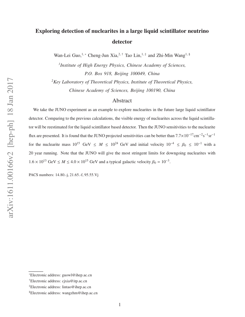 (PDF) Explore nuclearites in a large liquid scintillator neutrino detector