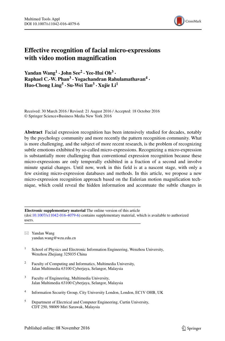 Pdf Effective Recognition Of Facial Micro Expressions With - 