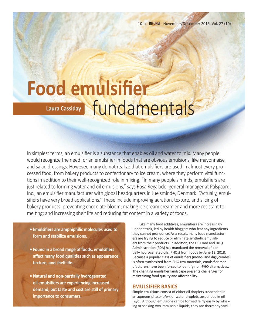 Common food emulsifiers