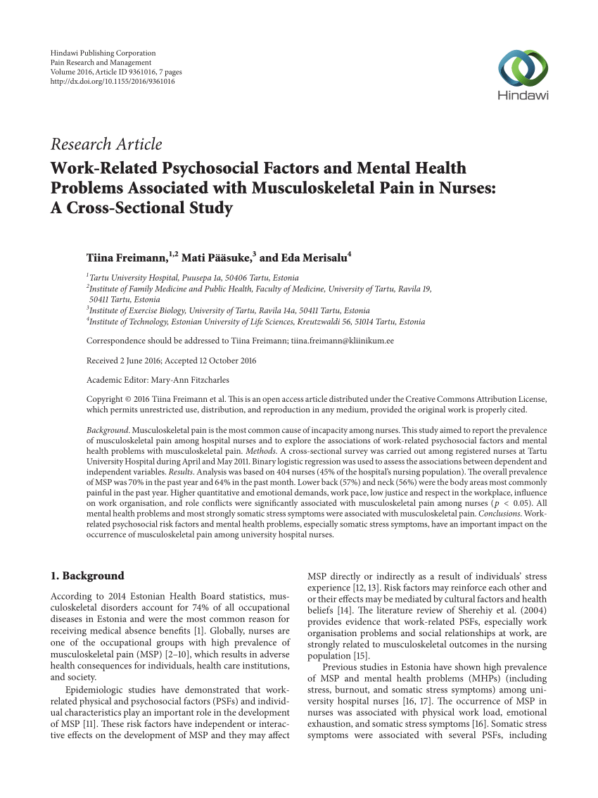 PDF) Work-Related Psychosocial Factors and Mental Health Problems