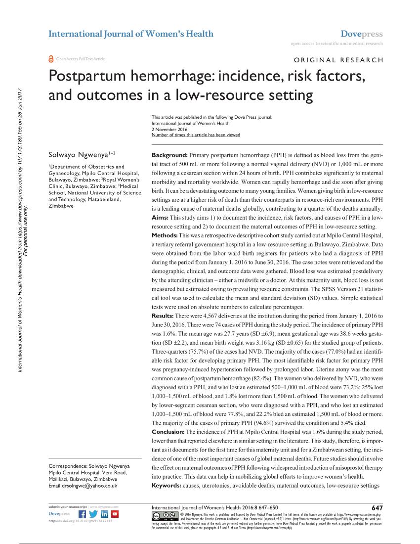 research articles on postpartum hemorrhage pdf