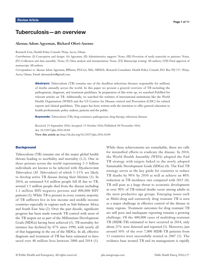 research article on tuberculosis