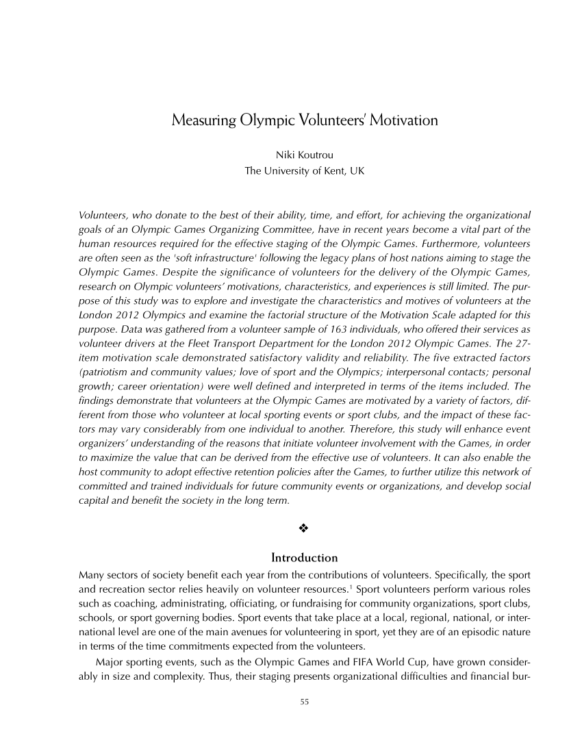 PDF) Medalha de ouro! Estudo sobre motivação no trabalho voluntário  eventual nos Jogos Olímpicos no Rio de Janeiro