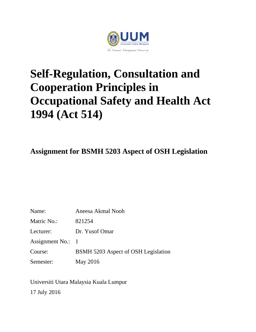 Pdf Self Regulation Consultation And Cooperation Principles In Occupational Safety And Health 1982