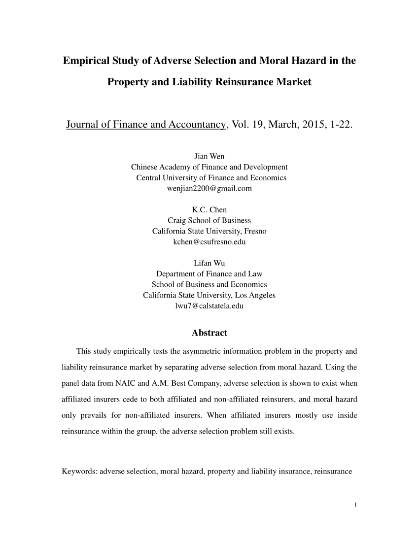 pdf-empirical-study-of-adverse-selection-and-moral-hazard-in-the