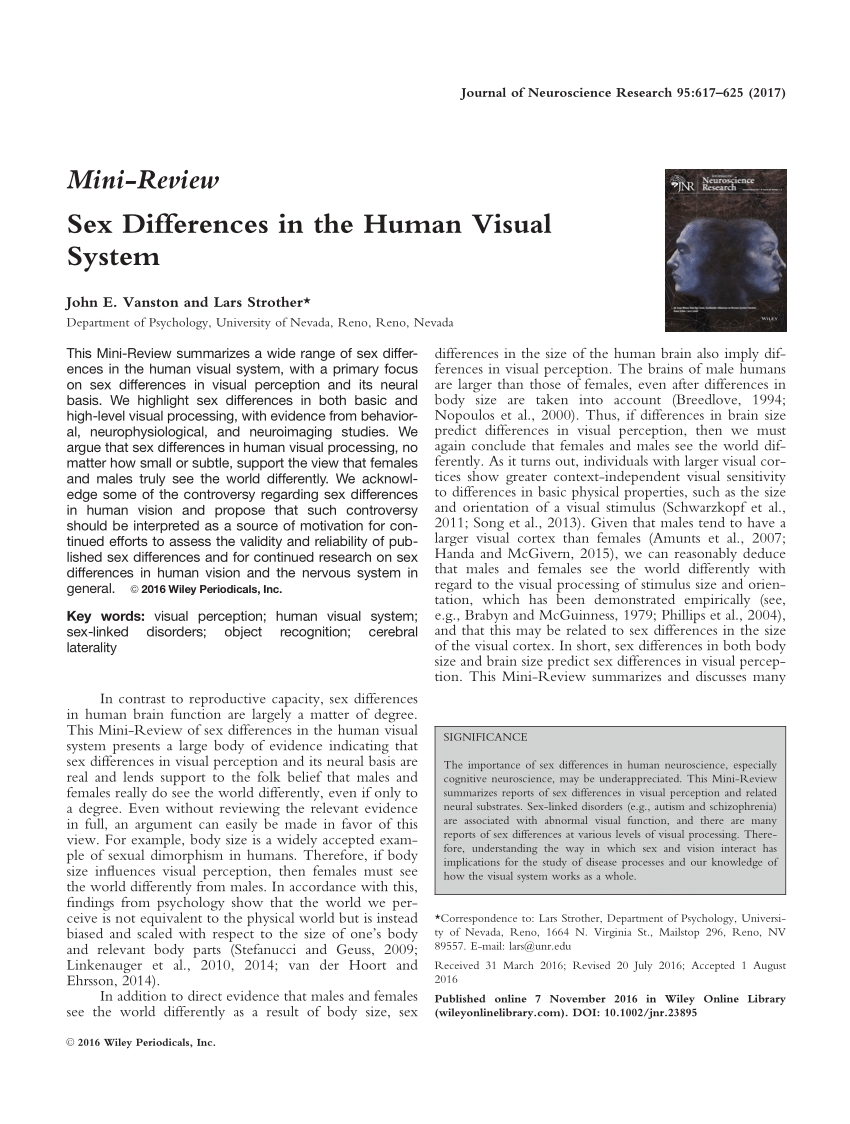 PDF) Sex Differences in the Human Visual System