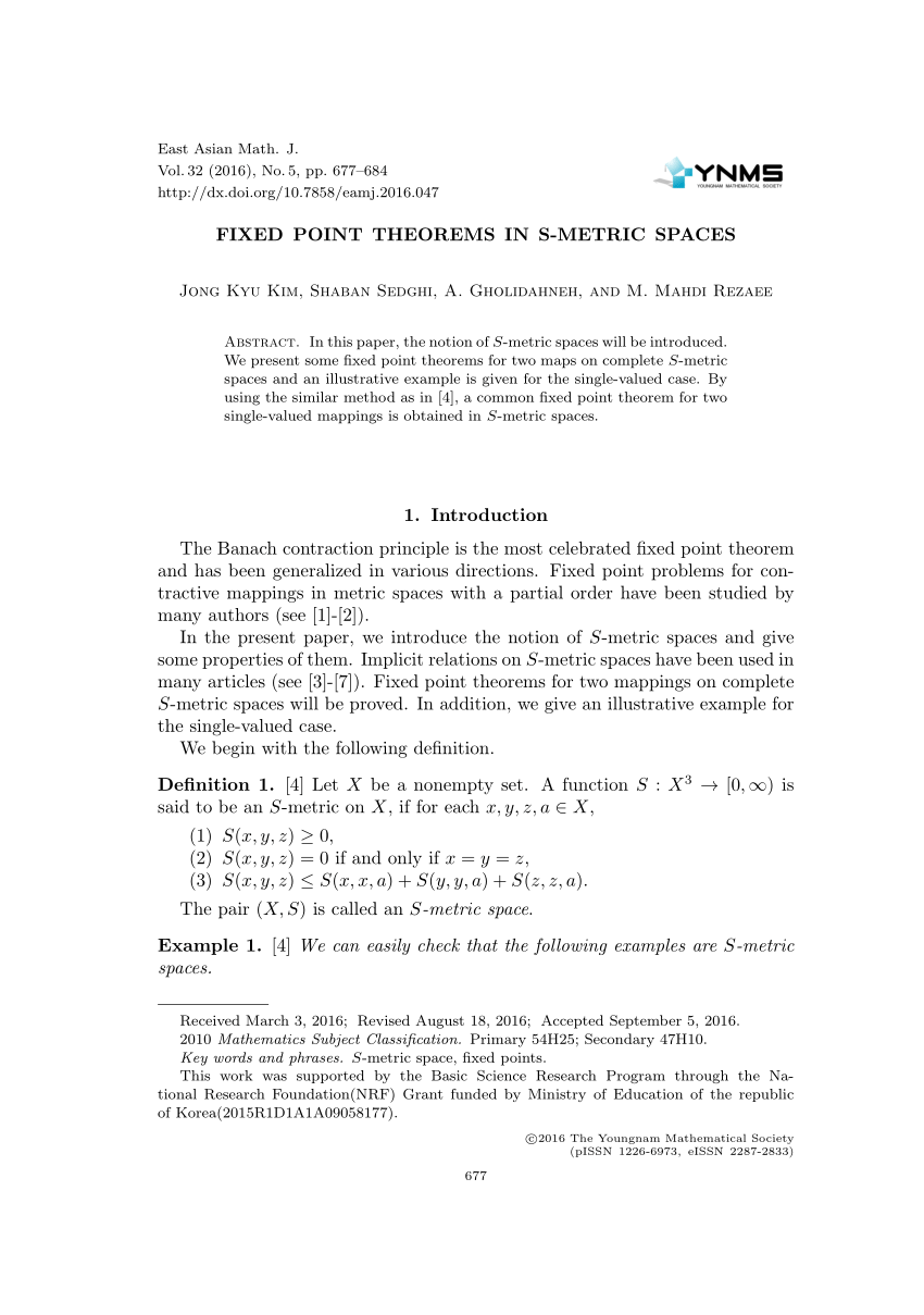 Pdf Fixed Point Theorems In S Metric Spaces