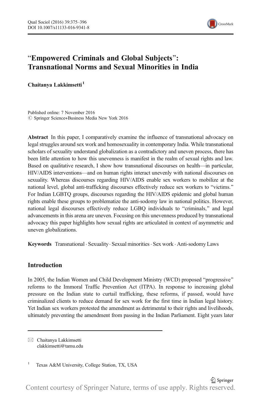 “empowered Criminals And Global Subjects” Transnational Norms And Sexual Minorities In India 5326