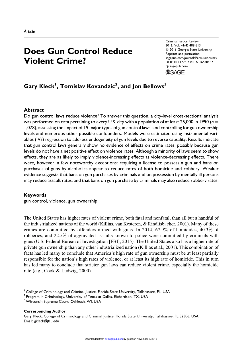 gun control thesis paper