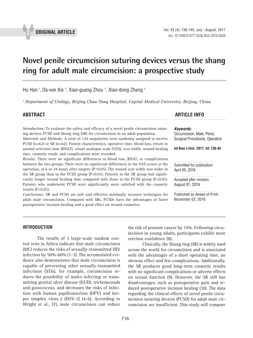 Pdf Novel Penile Circumcision Suturing Devices Versus The Shang Ring For Adult Male Circumcision A Prospective Study