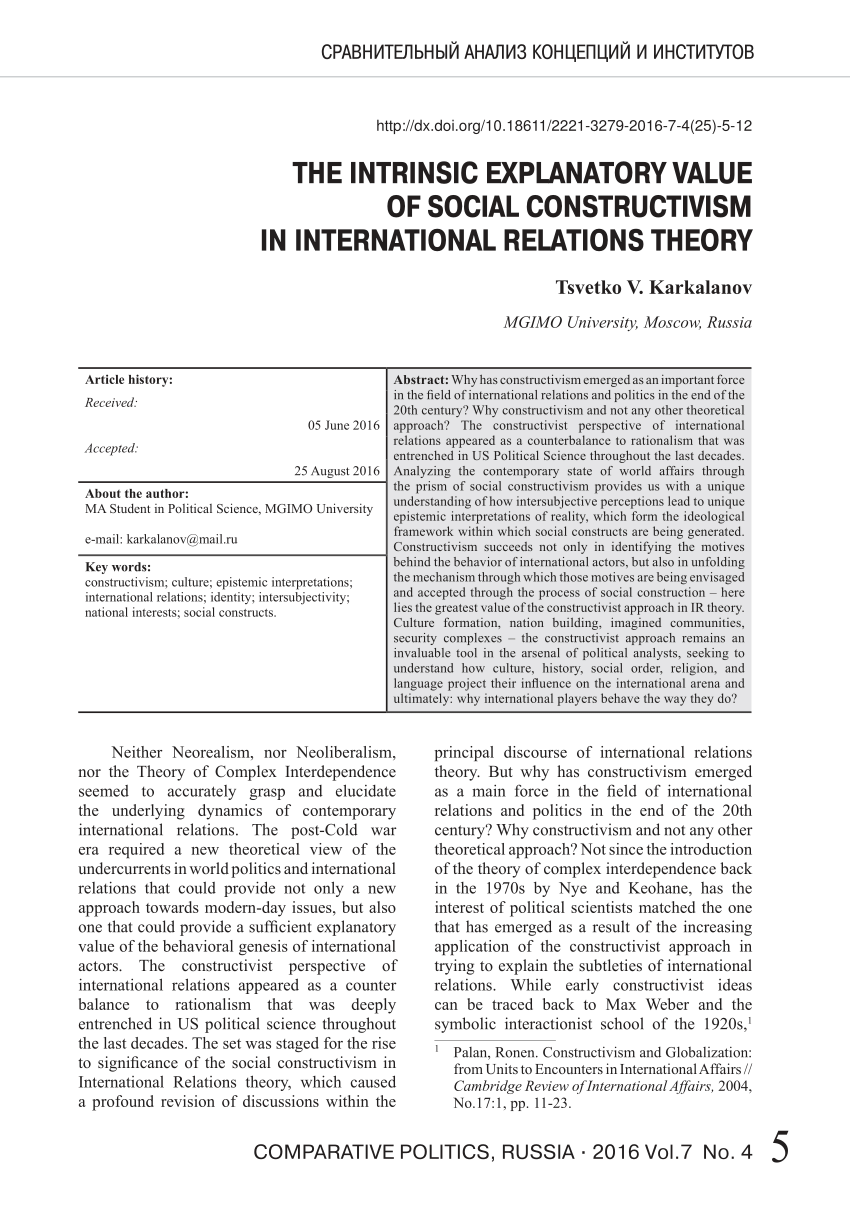 Social Constructivism: International Relations Approach