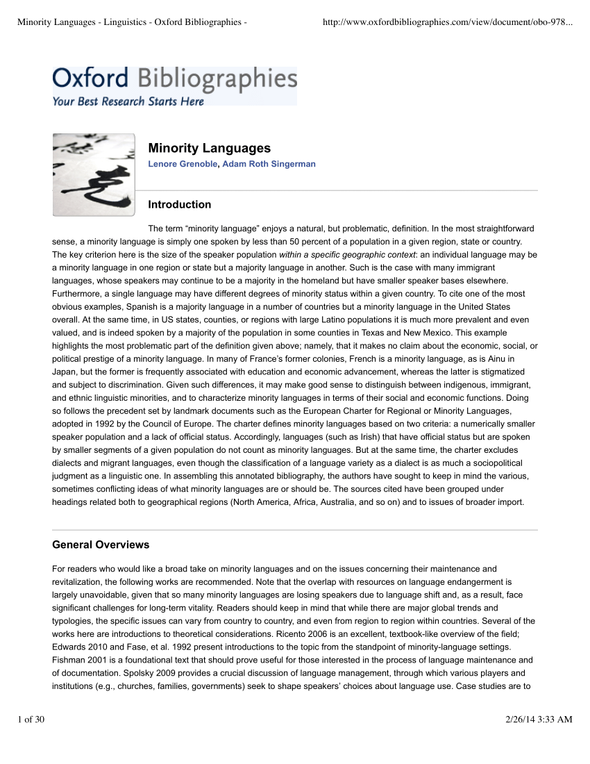 Developing self-awareness of a minority dialect/language John M