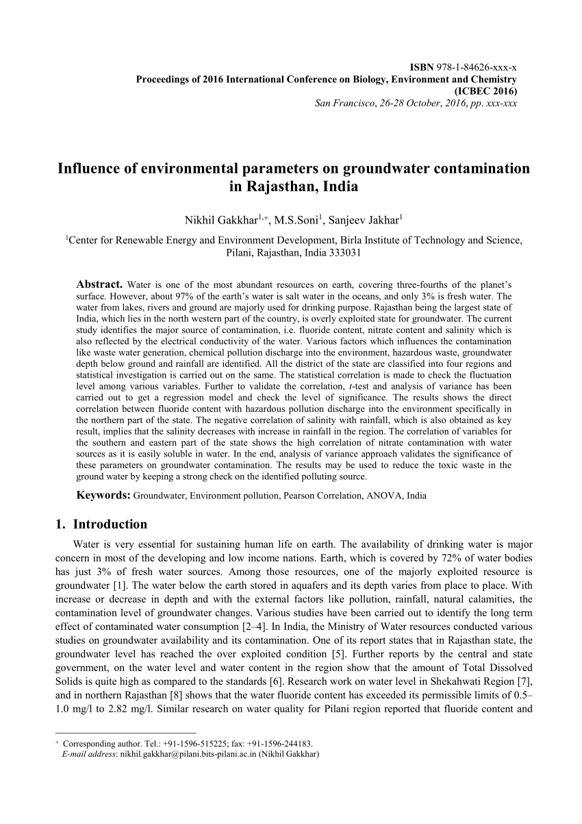 contamination research paper