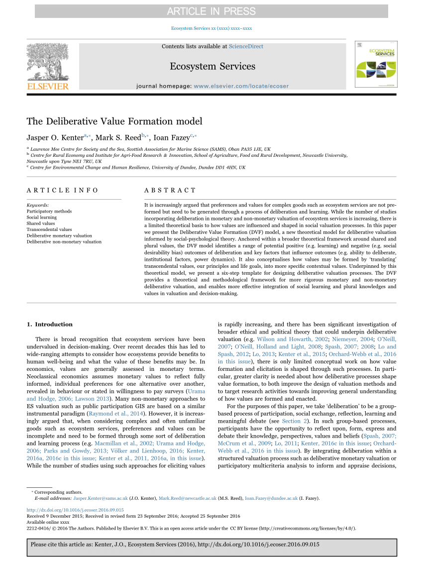 PDF The Deliberative Value Formation model