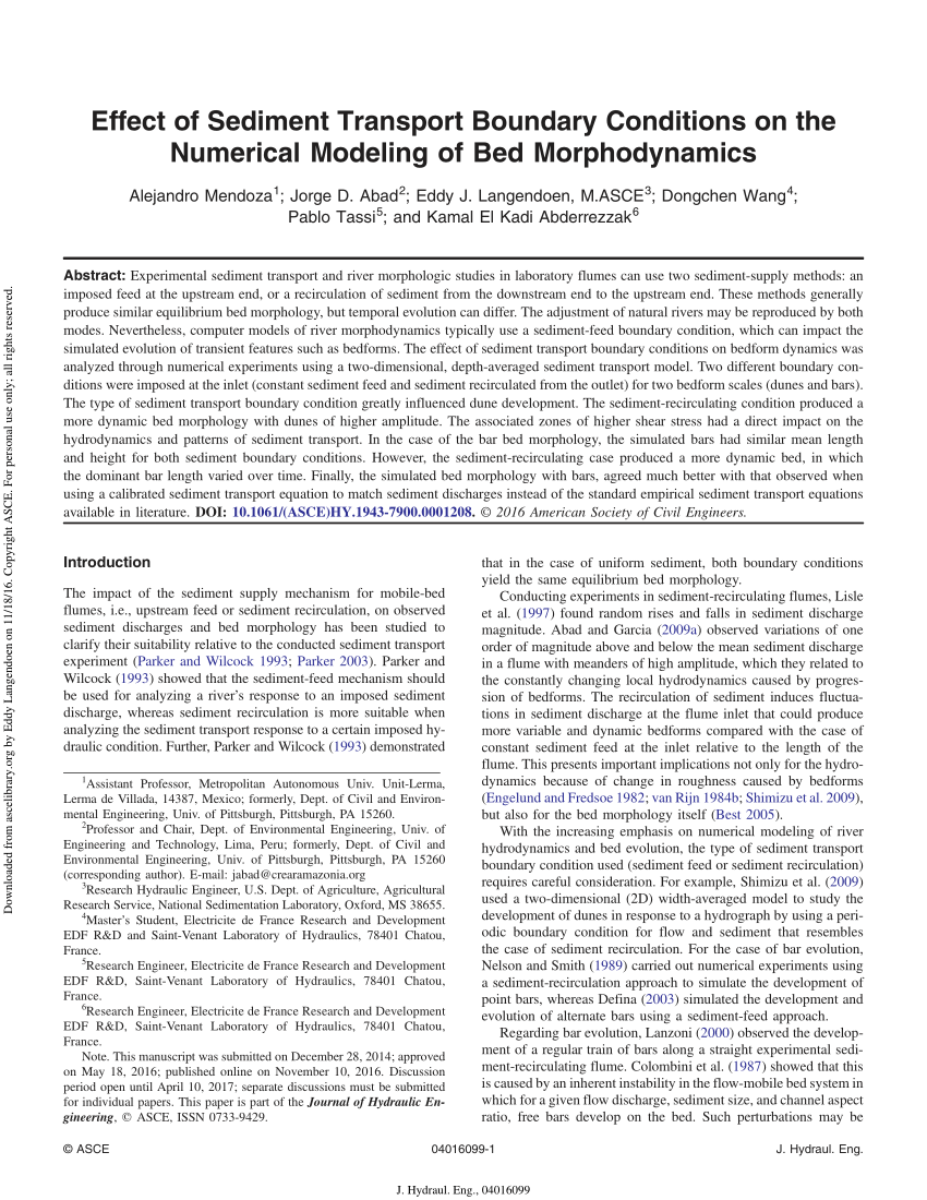 Pdf Effect Of Sediment Transport Boundary Conditions On The Numerical