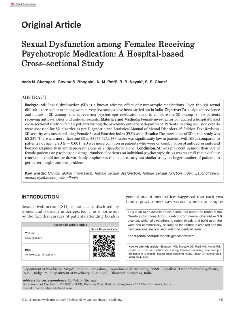 Pdf Sexual Dysfunction Among Females Receiving Psychotropic Medication A Hospital Based Cross 8841