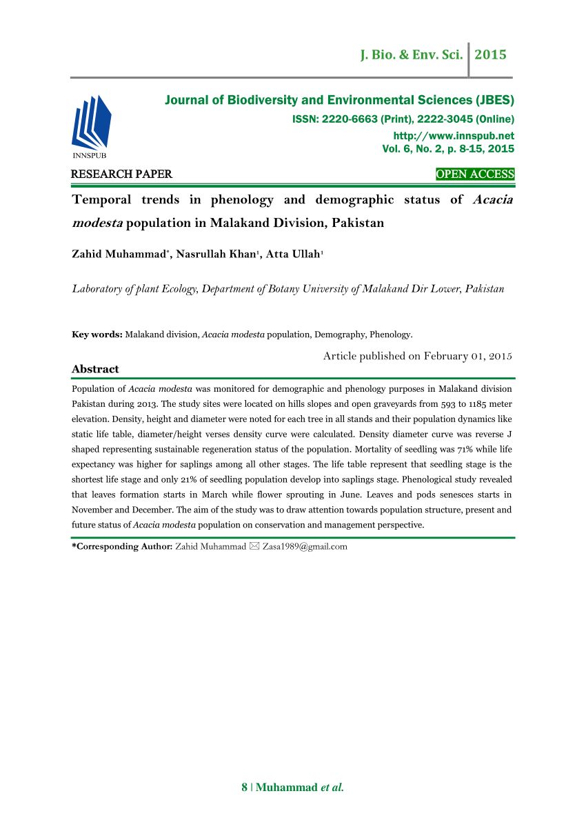 (PDF) Temporal trends in phenology and demographic status of Acacia