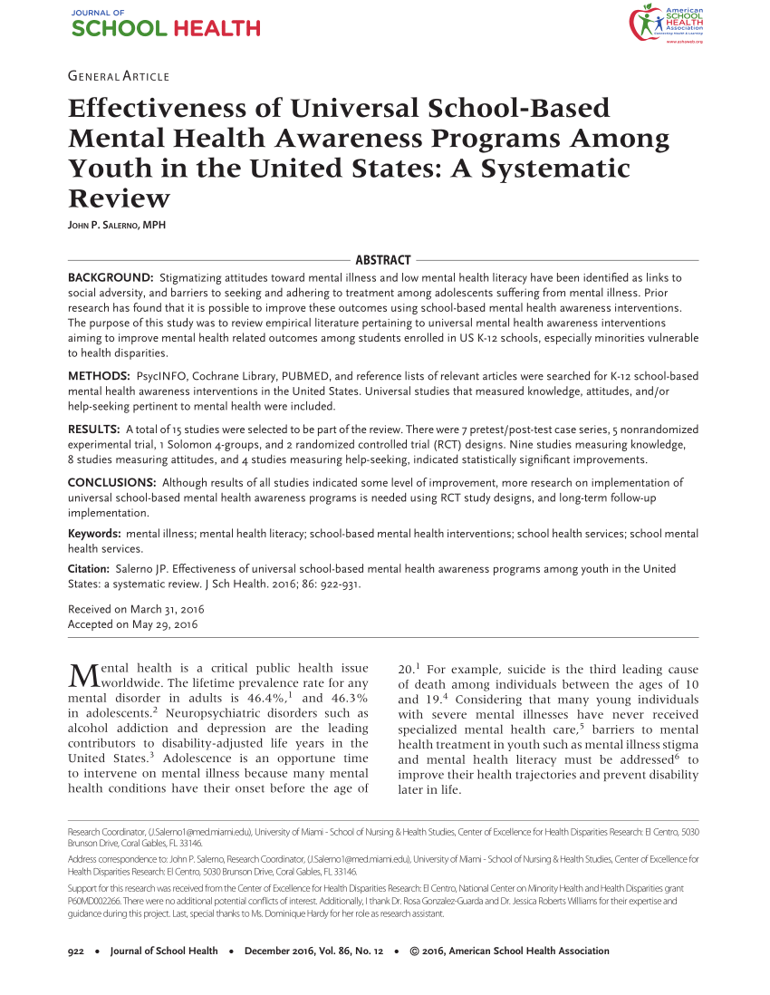 research paper related to mental health