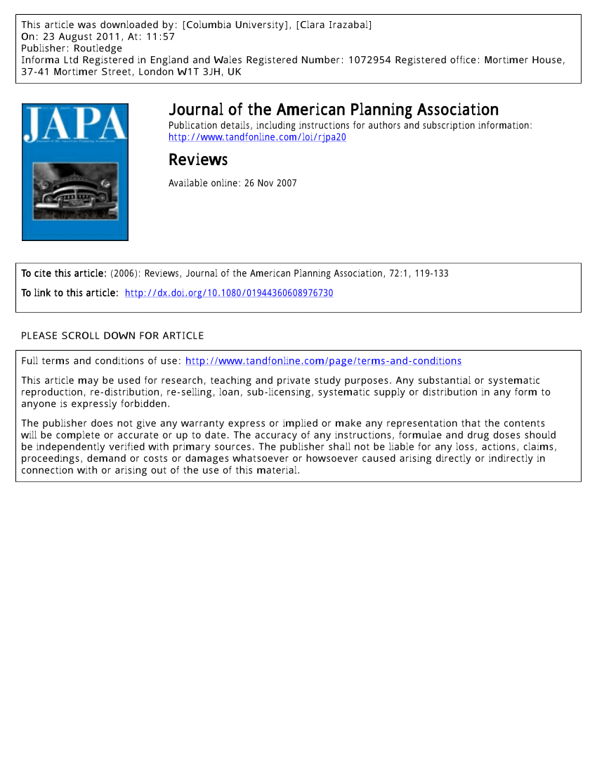 (PDF) Journal of the American Planning Association