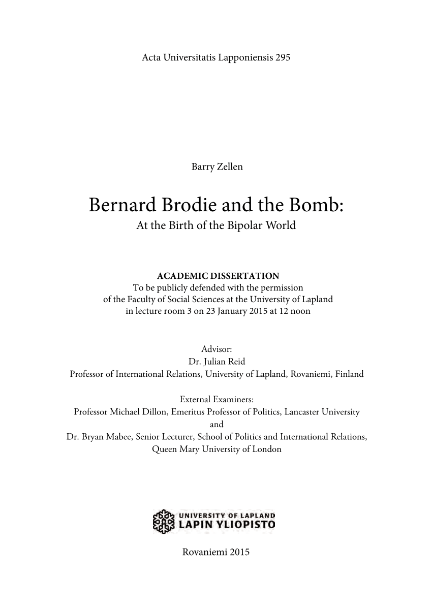 PDF Bernard Brodie and the Bomb At the Birth of the Bipolar World