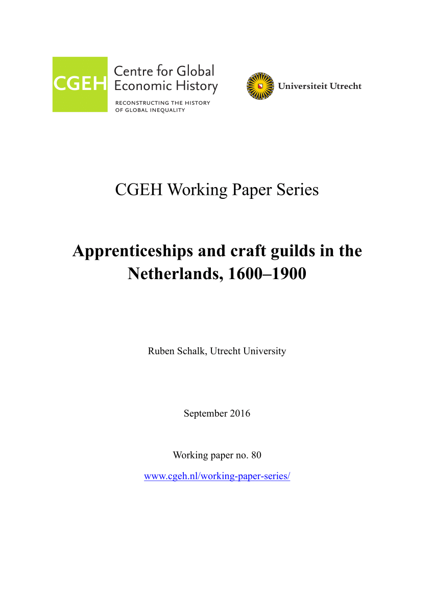 Pdf Apprenticeships And Craft Guilds In The Netherlands 1600 1900