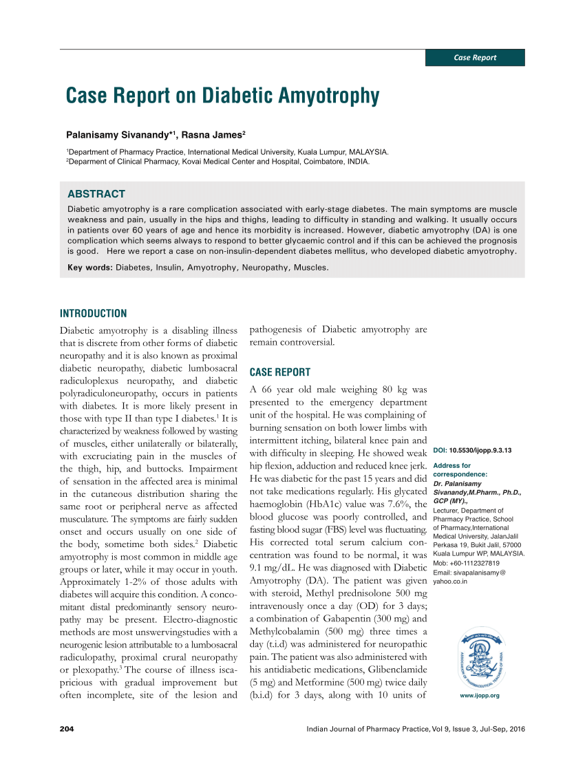 (PDF) Case Report on Diabetic Amyotrophy