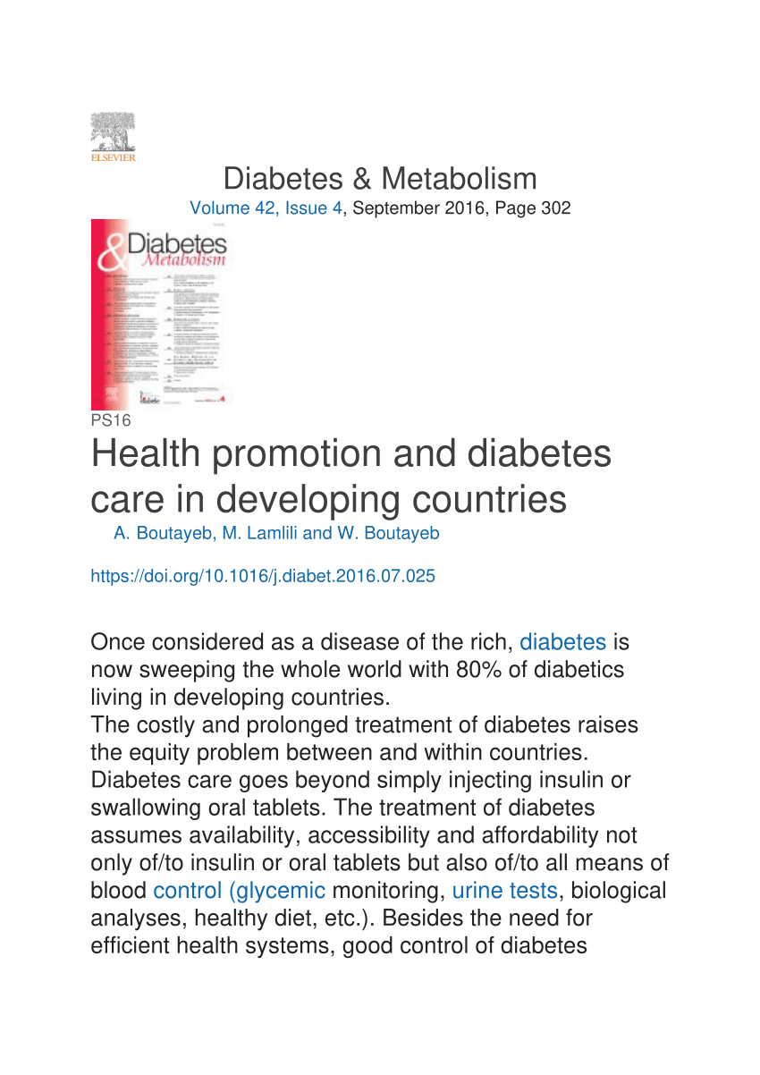 health promotion essay on diabetes