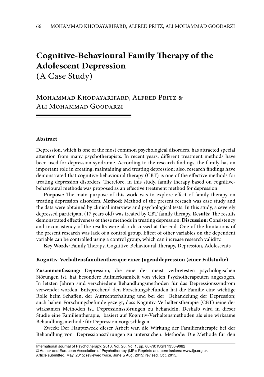 case study of depression and treatment