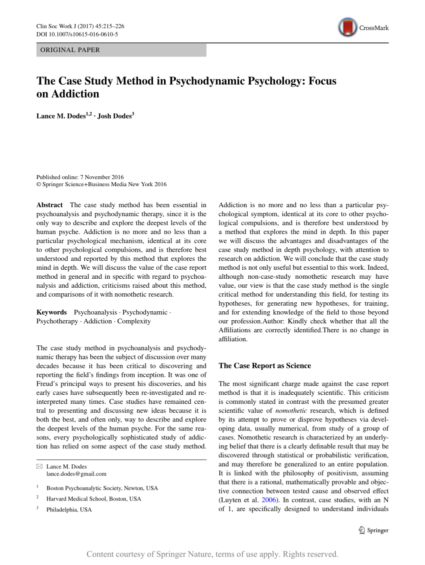 psychodynamic theory case study