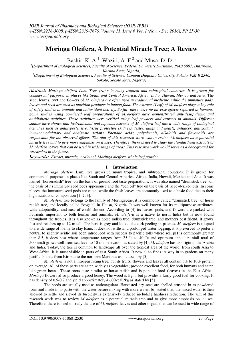 research paper on moringa oleifera