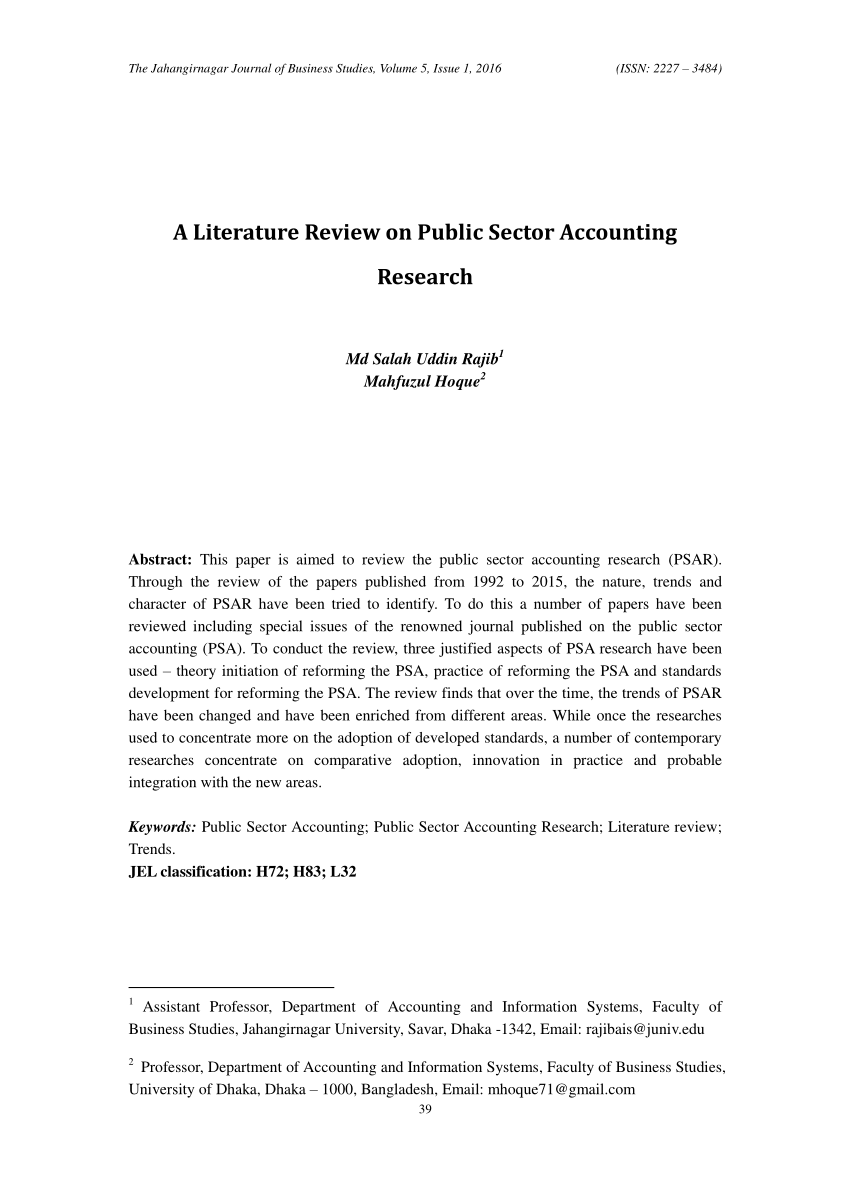literature review on public sector accounting